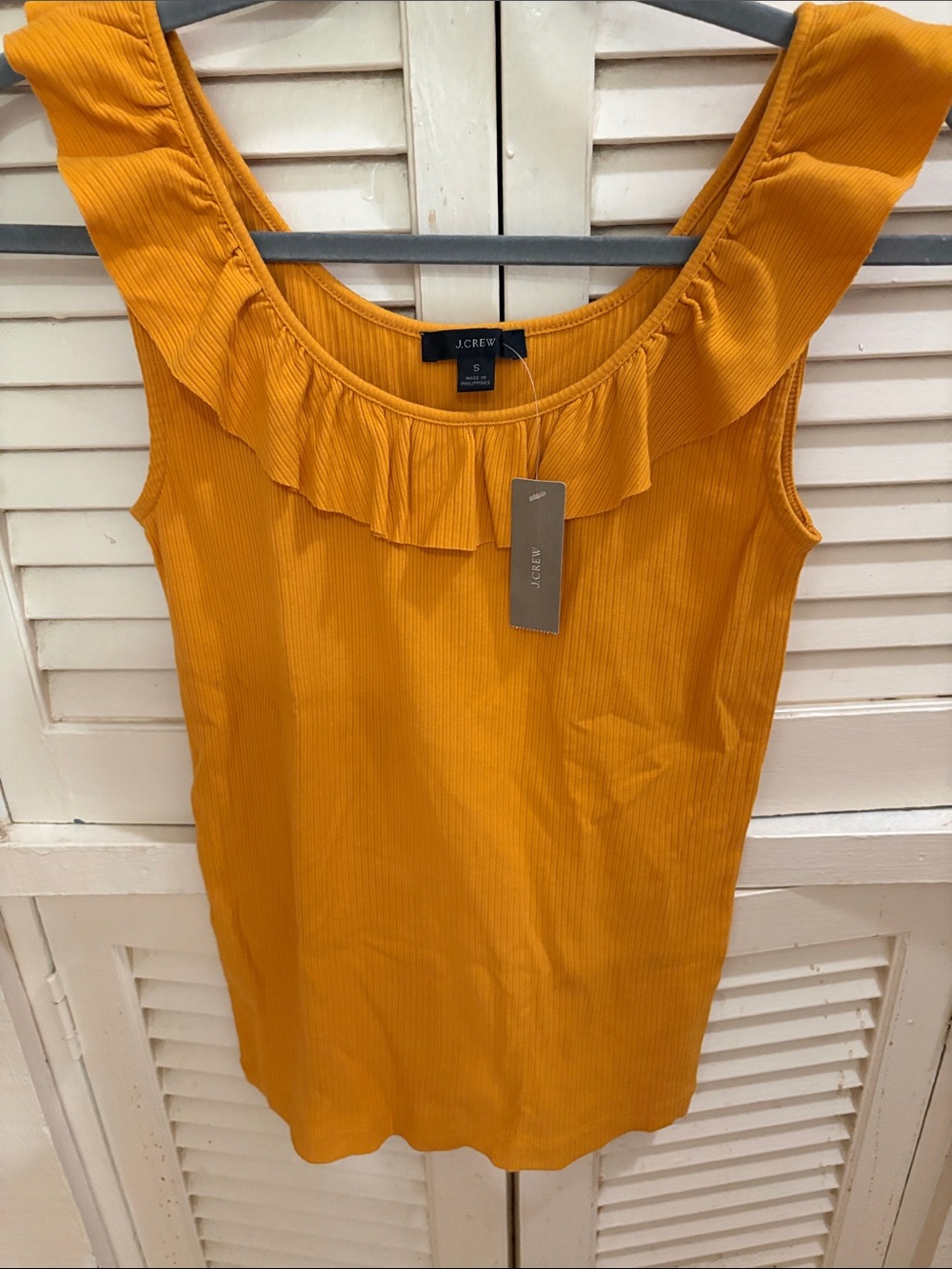 J. Crew Women's Ruffle Scoop Neck Tank in Mustard